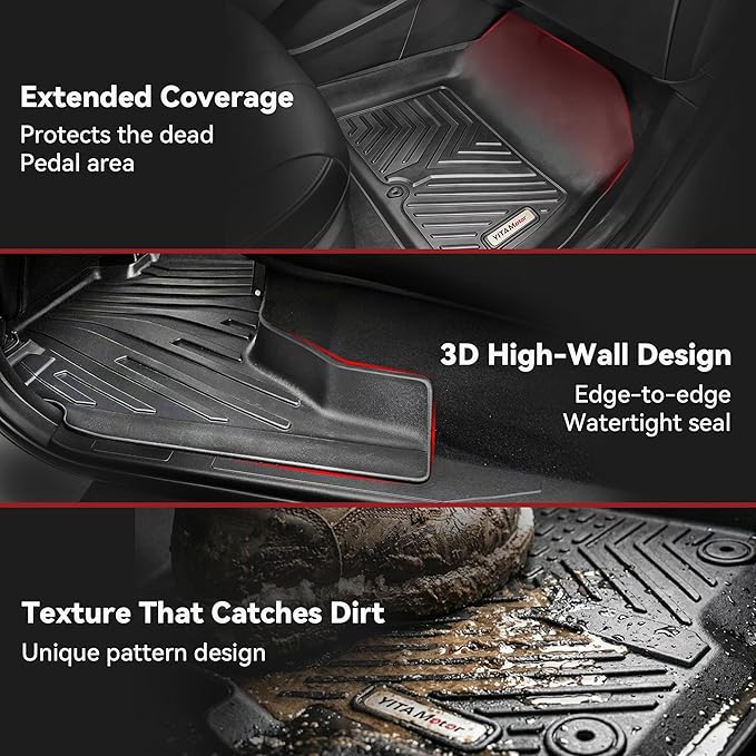 YITAMOTOR Floor Mats Fit for 2019-2024 BMW X3 G01 30i M40i X3M, TPE All Weather Custom Floor Liners, Waterproof Anti-Slip Car Mats, Only for car Without Spare tire (Not for X3 30e)