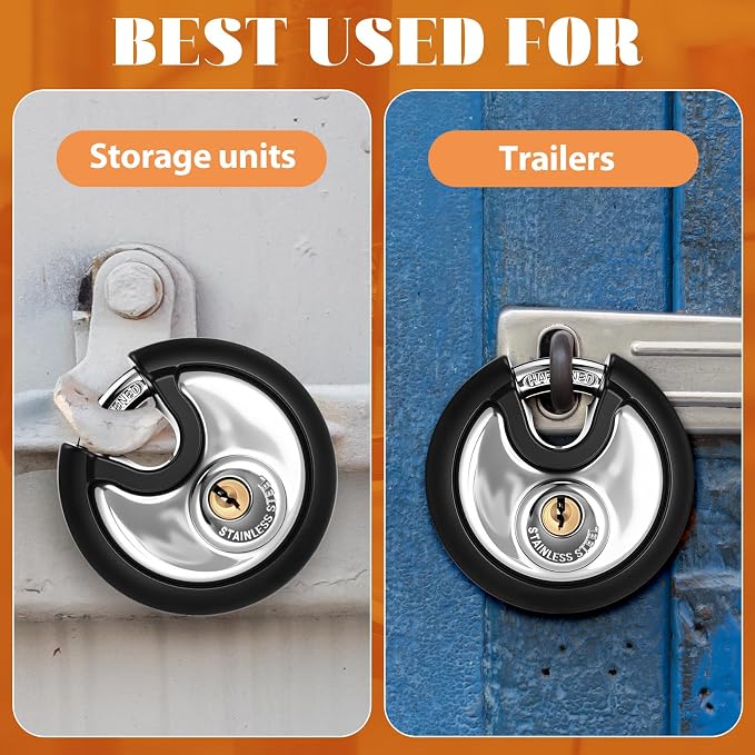 Chumia 16 Pack Padlocks Keyed Alike, Stainless Steel 2-3/4 Wide, 3/8 Shackle Disc Locks for Outdoor, Storage Units, Garages, Gym Lockers(Black)