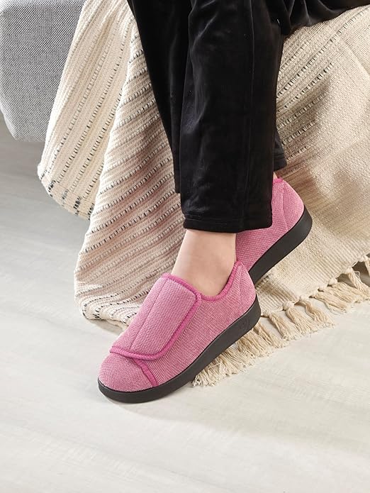 Silvert's Adaptive Clothing & Footwear Silverts Women's Extra Wide Adjustable Slippers Easy Closure Diabetic House Shoes Non Slip Comfort