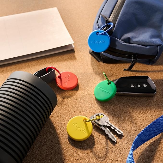 Chipolo POP Tracking Tag - Colorful, Compatible, Loud Bluetooth Tracker with Call Your Phone & Out of Range Alerts, Works with Apple Find My or Find Hub on Android (Blue)
