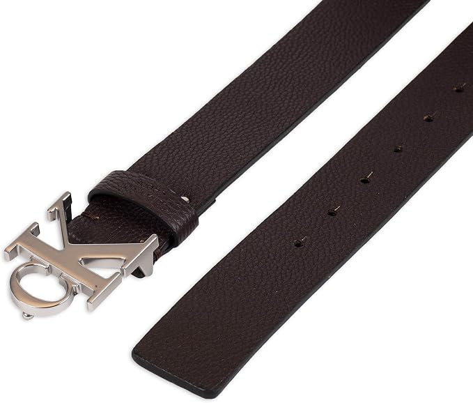 Calvin Klein Men’s CK Monogram Cut Out Buckle Belt – Casual Belt for Jeans & Everyday Wear