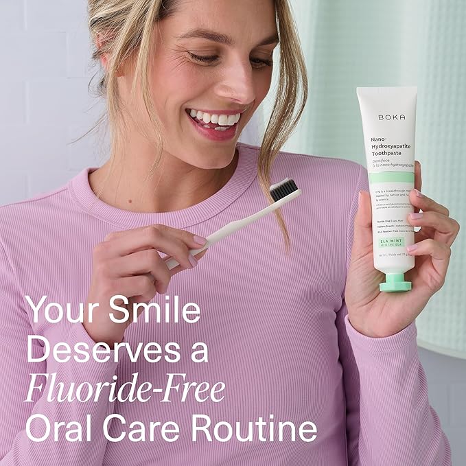 Boka Fluoride Free Toothpaste, Nano Hydroxyapatite Toothpaste, Appropriate for Sensitive Teeth - for Adult Oral Care - Ela Mint Flavor, 3.4 Fl Oz 1Pk US Manufactured