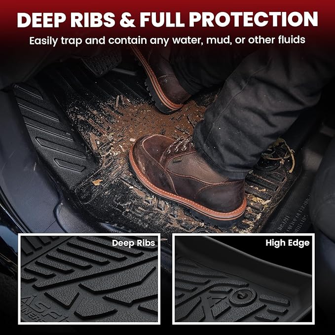 LASFIT Floor Mats for 2015-2026 Ford F-150 Regular Cab Bucket-Seat Carpet Floor, Ford F150 Standard Cab All Weather Portector TPE Waterproof Truck Liners-Not Fit Regular Cab/Super Cab/Vinyl Floor