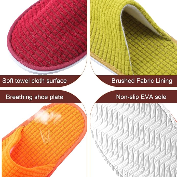 Geyoga 12 Pair House Slipper for Guest Non Slip Disposable Slipper for Travel Washable Reusable Closed Toe Hotel Bridesmaid Indoor Spa Wedding Party Shoeless Home