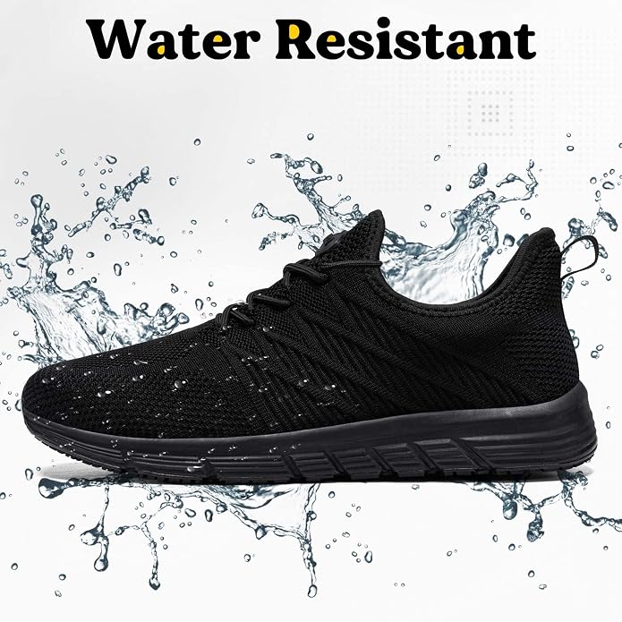 Non Slip Work Shoes for Women Slip On Sneakers Water Resistant Shoe Slip Resistant Food Service Zapatos Antideslizantes para Mujer, Black US 5-11