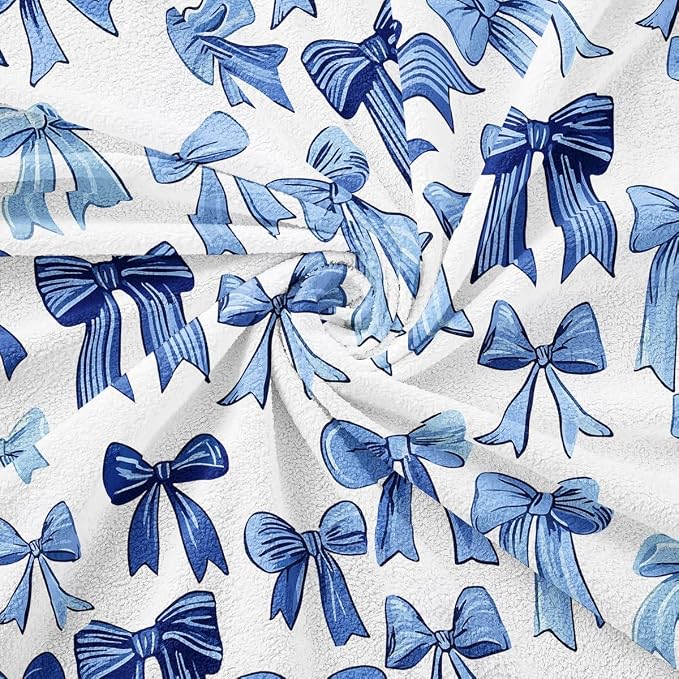 Blue Bow Couch Cover for Dogs,Kawaii Princess Bow Tie Washable Couch Covers Dreamy Bowknot Sofa Cover,Watercolor Geometric Bow-Tie Cushion Cover Dogs Sofa Slipcover for Pets,91"x134" Cute Kawaii