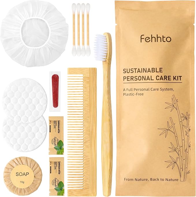 Personal Hygiene Kit Bulk 25 Sets, Travel Size Toiletry Kit for Guests, with Bamboo Toothbrush, Toothpaste and Vanity Kit for Women, Men, Travel and Homeless Care Packages
