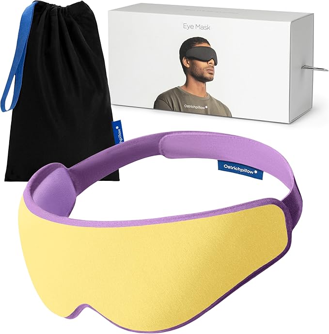 Ostrichpillow Eye Mask, Sleep Mask for Men Women 100% Blackout, No Pressure On Eyes, Soft & Breathable, Adjustable Fit, Travel Bag Included
