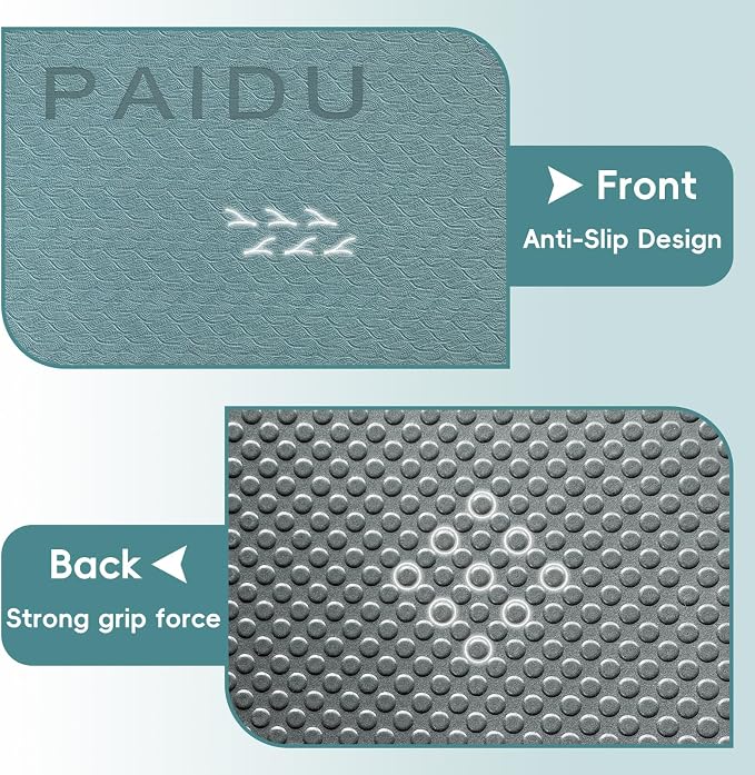 PAIDU Foldable Yoga Mat for Travel, 70"x24"x0.31" (8MM) TPE Double-Sided Non-Slip Pilates Mat with Carrying Bag for Yoga, Pilates, Fitness and Home/Outdoor Workouts