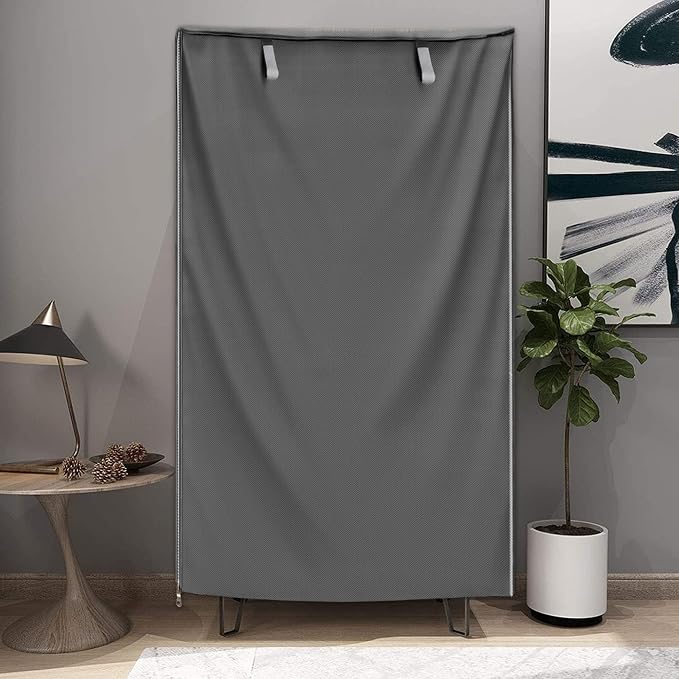 Wire Shelving Cover 48x18x72 Grey Dustproof Storage Rack Cover with Zipper | 600D grey cover for wire shelves, hides clutter, keeps storage clean, protects items in garage, pantry, laundry, basement