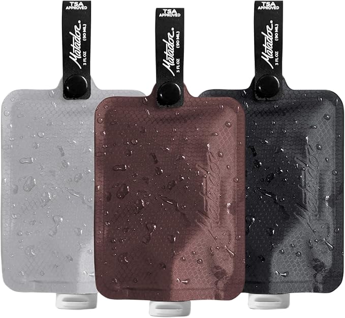 Matador Toiletry Bottles - 3 OZ Travel Bottles for Toiletries; TSA Approved Toiletry Pouches with Labels; Refillable Travel Pouch; Containers for Creams, Gels, Pastes, and Liquids