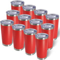 AIANJI 20oz Tumbler Bulk Stainless Steel Tumblers with Lid Vacuum Insulated Double Wall Travel Coffee Mug Powder Coated Tumbler Cup for Hot and Cold Drinks(Red, 12 pack)
