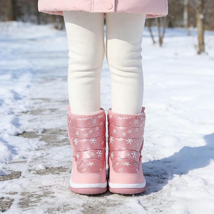 CIOR Winter Snow Boots for Boy and Girl Outdoor Waterproof with Fur Lined(Toddler/Little Kids)