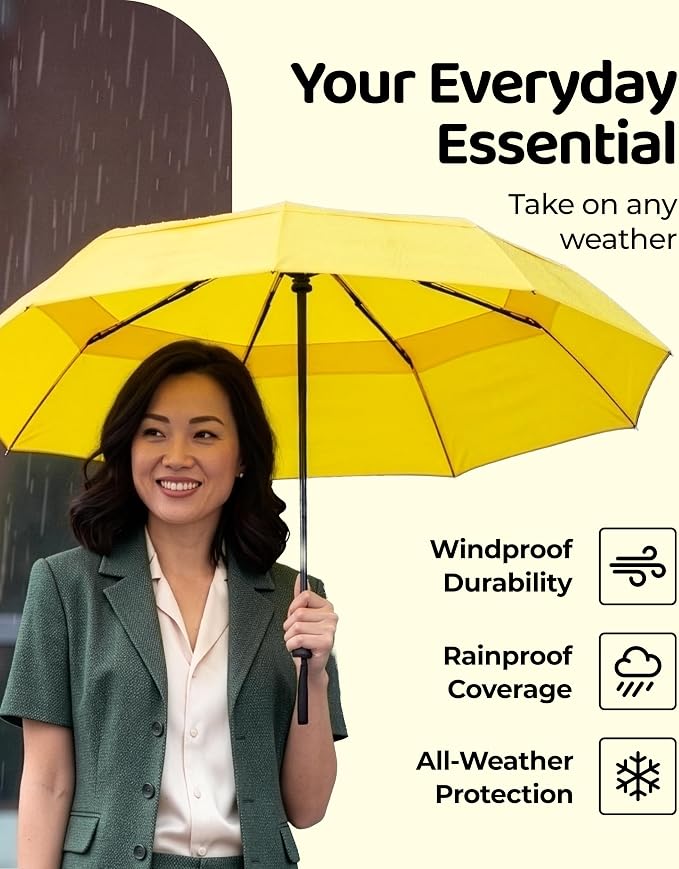 Repel Windproof Travel Umbrella - Compact & Withstands Winds up to 100MPH , Strongest Premium Auto Folding Umbrella for Rain and Sun - Durable, Light & Portable for Women & Men , Fits Backpack & Cars