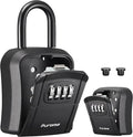 Puroma Key Lock Box, Portable Combination Lockbox Wall-Mounted Key Storage Box for House Keys, Resettable Code Safe Security Lock Box for Home, Office, Apartment Spare Key Storage (1 Pack, Pure Black)
