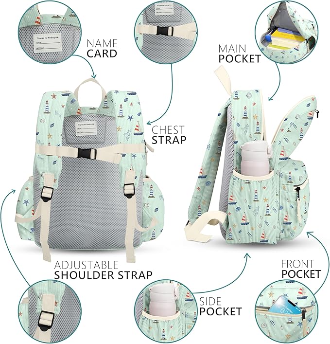 atgark Corduroy Toddler Backpack for Boys 2-5: Preschool Backpack for Boys