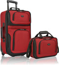 U.S. Traveler Rio Lightweight Softside Rolling Carry-on Suitcase, 2-Wheel Set, Red