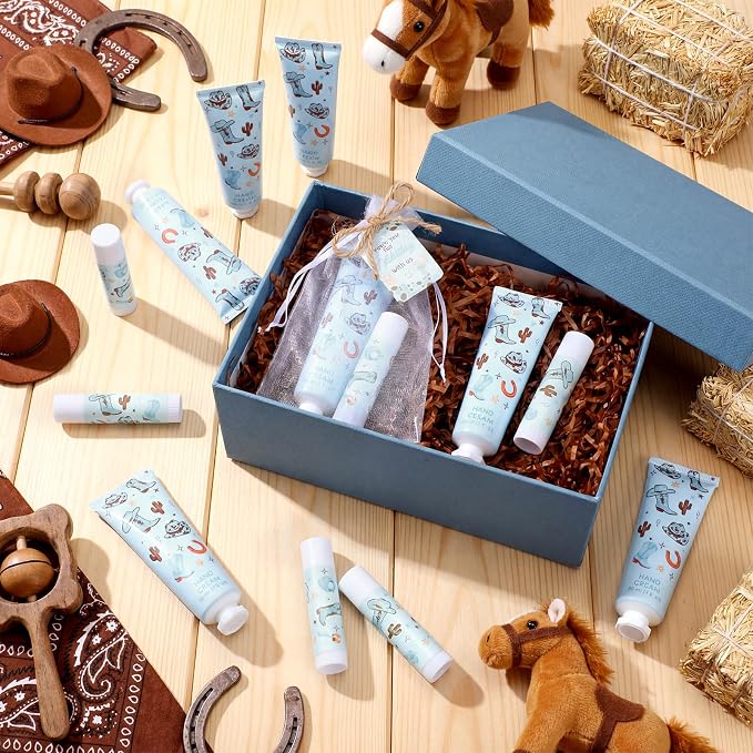 30 Sets Cowgirl Baby Shower Hand Cream and Lip Balm Gift Bulk Western Bridal Shower Party Hand Lotion and Lip Balm First Rodeo Party Favors for Birthday Supplies