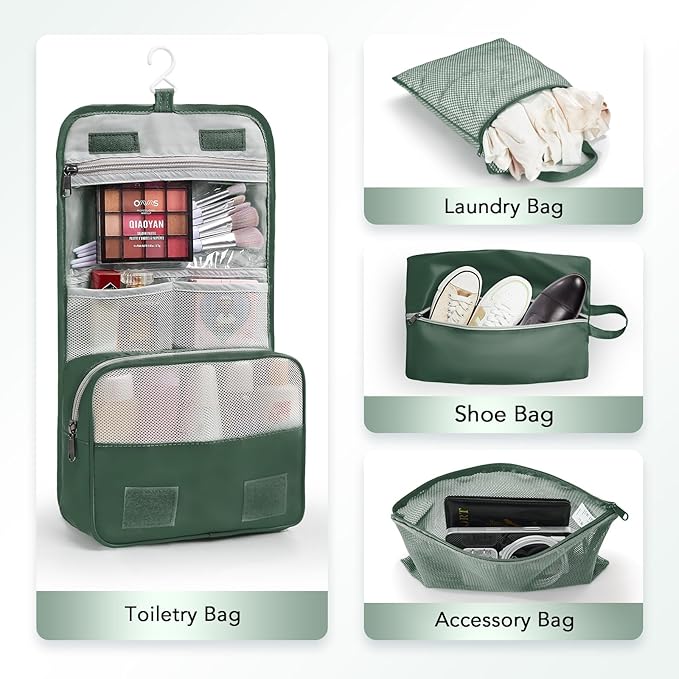10 Set Compression Packing Cubes for Travel Essentials,Compressible Expandable Packing Cubes for Suitcase,OlarHike Luggage Garment Bags for Travel,Handy Helper for Organizing Clothes(Dark Green)