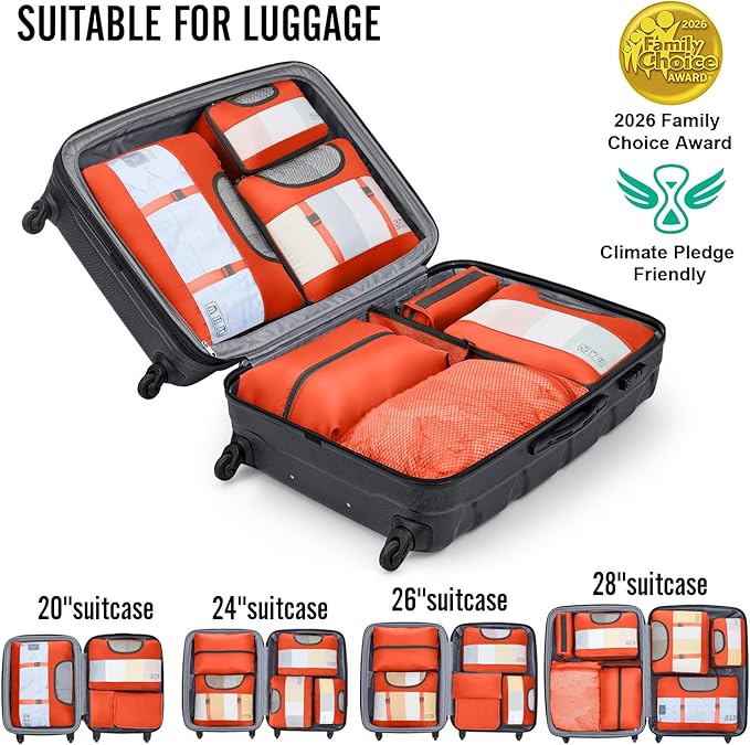 Veken 10 Set Packing Cubes for Travel Essentials, Suitcase Organizer Bags in 4 Sizes, Carry-On Luggage Accessories with Large Laundry Bag & Passport Holder, Must-Have for Airplane, Road Trip & Camping
