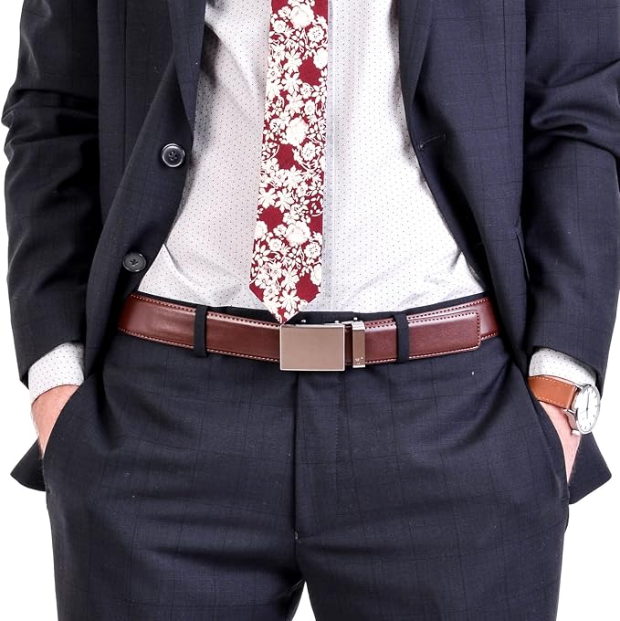 Mission Belt Men's Leather Ratchet Belt, 40mm Metal Collection