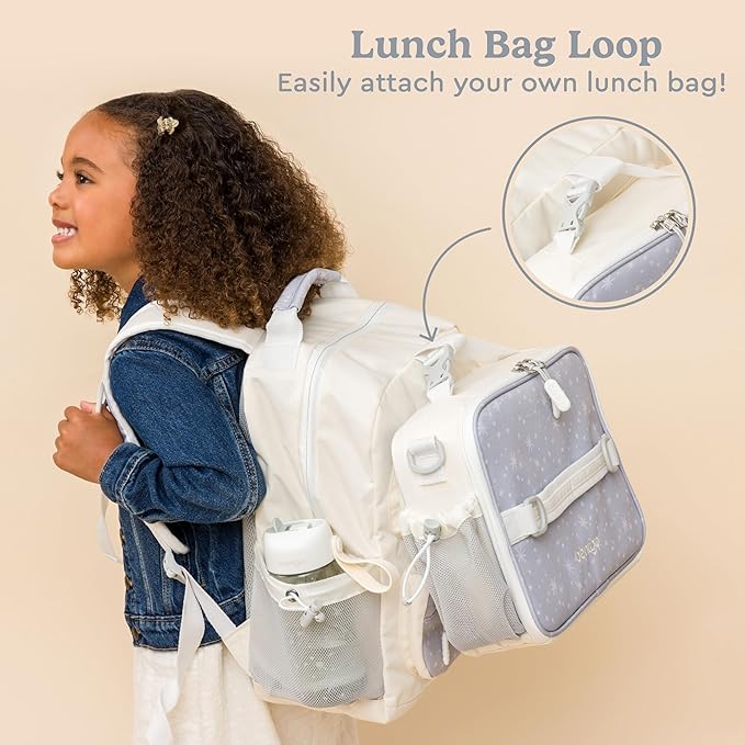 Bentgo Kids Backpack (Whimsy & Wonder Collection) - Lightweight 14’’ for School, Travel & Daycare - Ideal for Kids 4+, Durable & Water-Resistant, Roomy Interior, Loop for Lunch Bag (Starry Sprinkle)