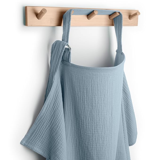 Comfy Cubs Muslin Nursing Cover, Pack of 1, 100% Muslin Breastfeeding Cover - Soft & Breathable Baby Nursing Scarf with Adjustable Neck Strap - Portable, Lightweight & Privacy Coverage - Pacific Blue