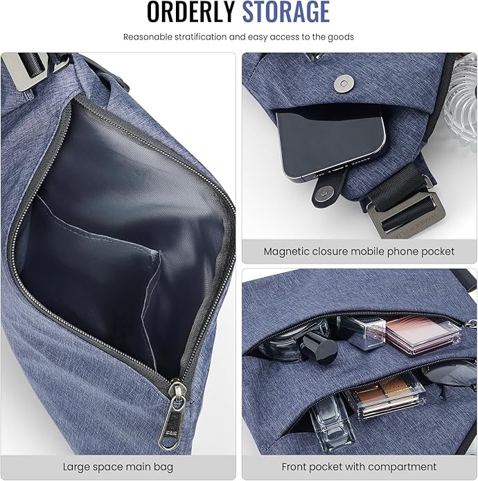 WANDER PLUS® Anti Theft Crossbody Bag, Shoulder Bag Anti-theft Design for Travel, Sport, Work