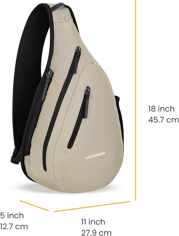 Sherpani Esprit, Anti Theft Sling Bag, Right-Handed Sling Purse, 10L Travel Bag, Crossbody Backpack, Travel Gift, Fits 10 Inch Tablet (Straw)