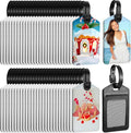 Hillban Sublimation Luggage Tags White Heat Transfer PU Leather Name Tag Blank Suitcase Label Travel Business ID Card Holder for DIY Travel Suitcase Sports Bag Label Gift Craft Rectangle(100 Pcs)