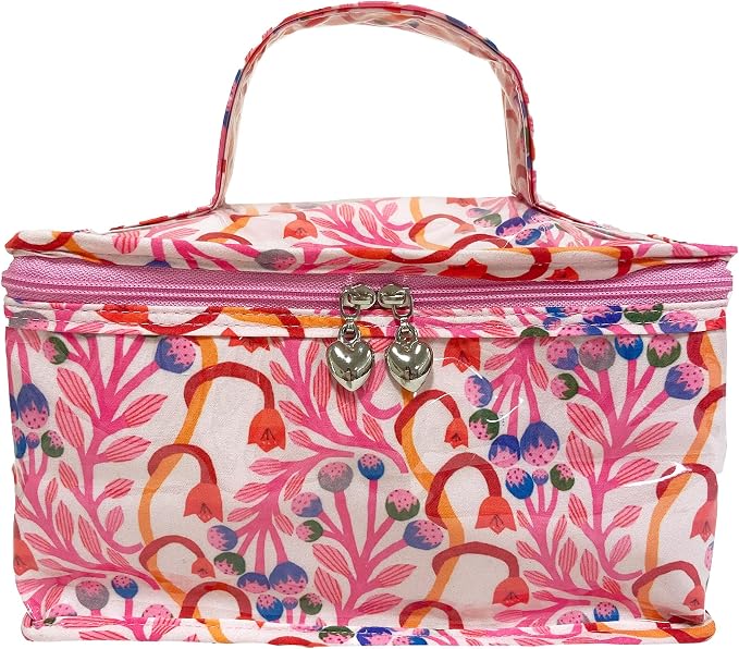 Jacaranda Living Vanity Bag - Water-Resistant, PVC-Lined - Strawberry Vine