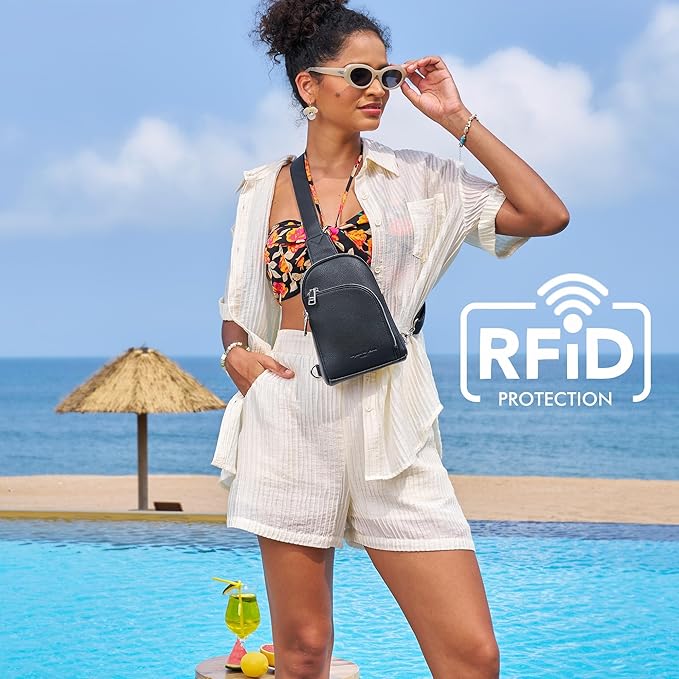 INICAT RFID Blocking Sling Bag, Anti Theft Crossbody Bag for Women Compact Travel Purses Vegan Leather