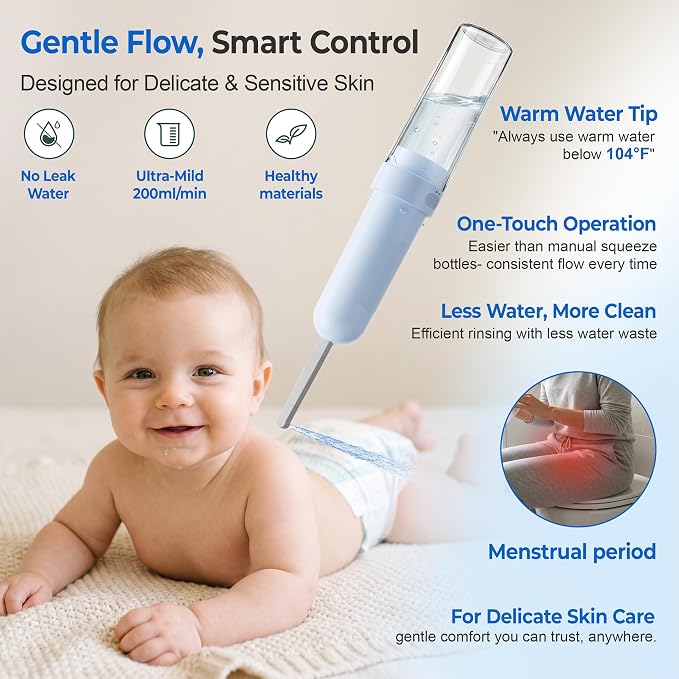 Portable Bidet for Travel | Bathroom - Rechargeable Electric Bidet Sprayer with 3 Pressure | Waterproof for Ultimate Personal Hygiene Cleaning at Home Office and Camping (Blue)