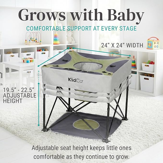 KidCo - GoPod Adjustable Height Travel Activity Seat with Floor Mat, Portable Baby Chair, Baby Activity Center (Pistachio)