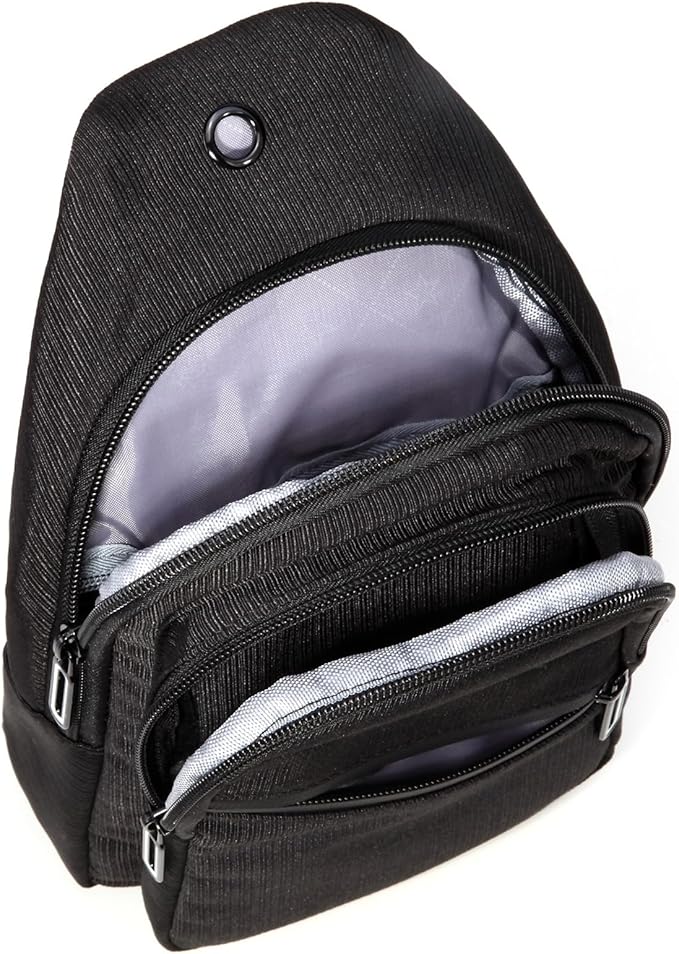 AOSTIHOT Crossbody Small Sling Backpack Sling Bag for Women, Chest Bag Daypack Crossbody for Travel Sport Running Hiking Black White