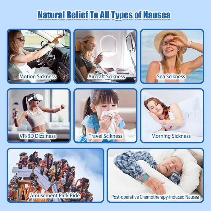 Motion Sickness Bracelets Wristband Sea Sickness for Adult Kids & Pregnant Women, Acupressure Anti Nausea Wristbands for Car Sea Air Cruise Travel Sickness, Relief Motion/Morning Sickness-2 Pairs