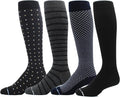 Dr. Motion 4 Pairs Men's Athletic Traveler Graduated Compression Knee High Socks