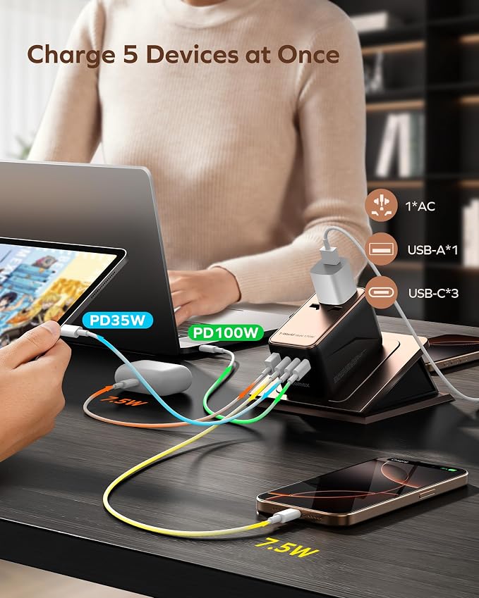 MOMAX Universal Travel Adapter Worldwide 170W GaN, 3 USB-C PD & 1 USB-A QC International Power Adapter for Laptop Fast Charging, European Travel Plug Adapter for UK/US/AUS/JP, Travel Essentials