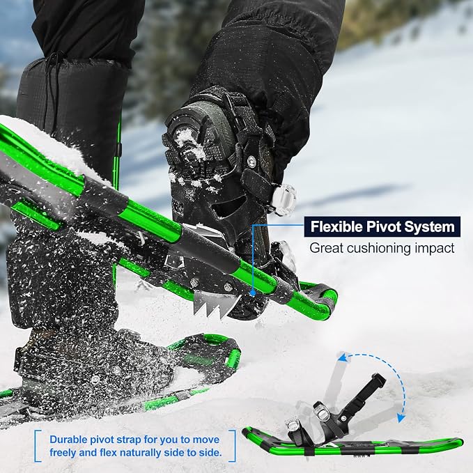 Odoland 21/25/30 Inch Snowshoes with Trekking Poles for Men Women Youth, Waterproof Snow Leg Gaiters and Carrying Bag, Lightweight Aluminum, Heel Lift, Snow Shoes Easy to Wear