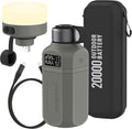 20,000mAh Rugged Power Bank with Fast Charge USB-C PD, IP68 Waterproof Shockproof, Includes 420lm Bright Camping Lantern, Tactical Outdoor Charger for Hiking Camping Survival Emergency（Grey）