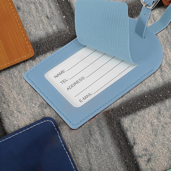 PATIKIL Leather Luggage Tag, 30 Pcs Luggage Tags Pu Bag Tags for Suitcases Airplane Travel Essentials, Haze Blue