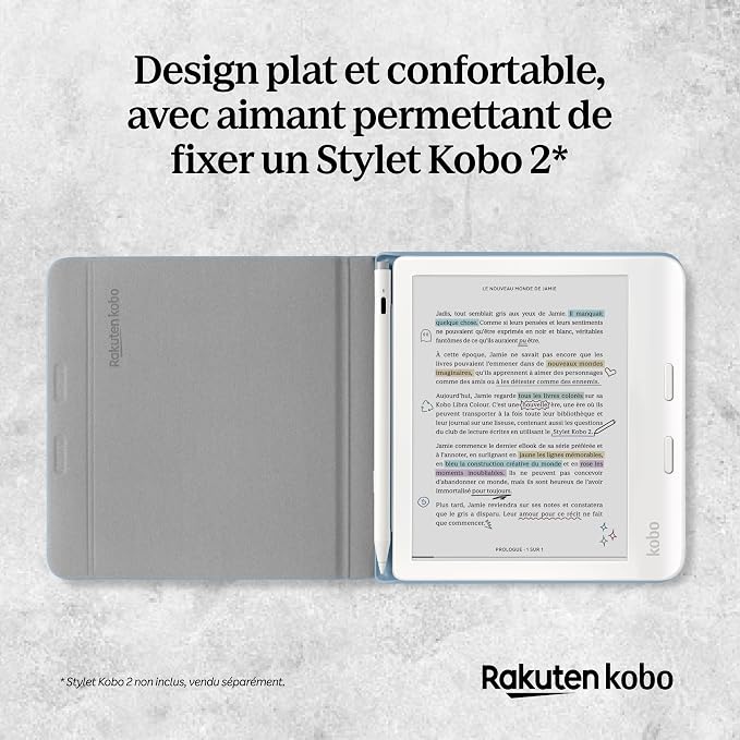 Kobo Libra Colour SleepCover Case | Sand Beige Notebook | Sleep/Wake Technology | Built-in 2-Way Stand | Vegan Leather | Compatible with 7” Kobo Libra Colour eReader