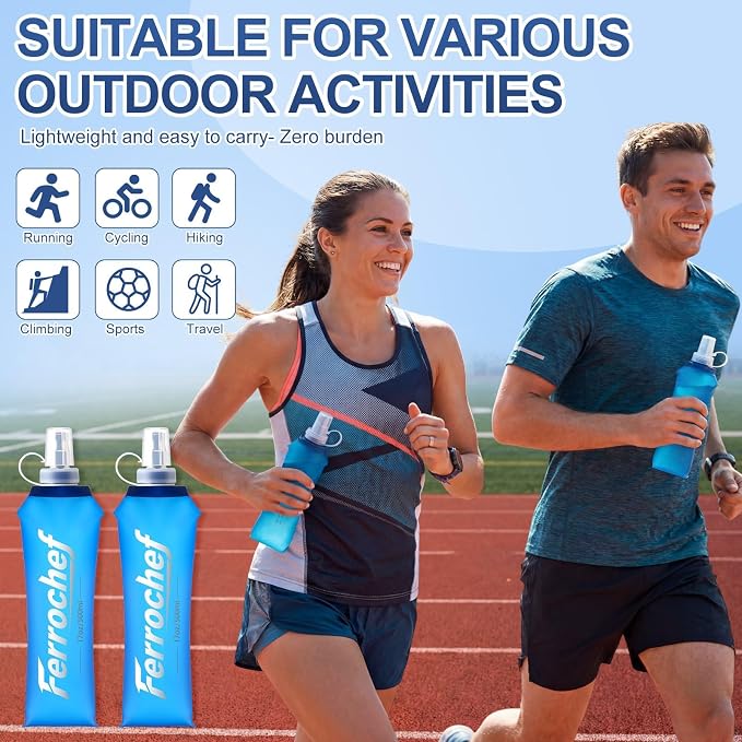 12 Pcs Soft Flask 17oz/500ml TPU Collapsible Water Bottle Foldable Hydration Flask for Running Hiking Cycling Climbing