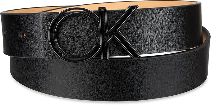 Calvin Klein Men’s CK Monogram Cut Out Buckle Belt – Casual Belt for Jeans & Everyday Wear