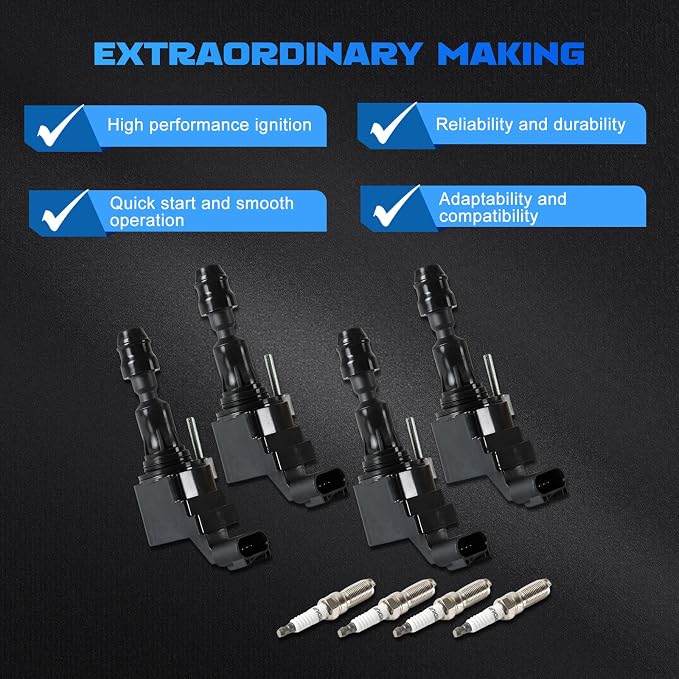 4PCS UF491 Ignition Coils & 4PCS Iridium Spark Plugs Fits for 2011-2017 Regal, 2012-2017 Verano, 2006-2010 Cobalt, for HHR Malibu Equinox G5 Terrain 2.0L 2.2L 2.4L, Ignition Coils Pack