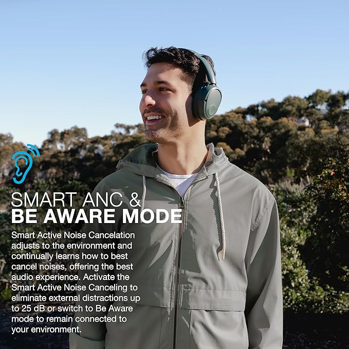 JLab, JBuds Lux ANC, Over Ear Headphones, Active Noise Cancelling, Bluetooth, Spatial Audio, Sage