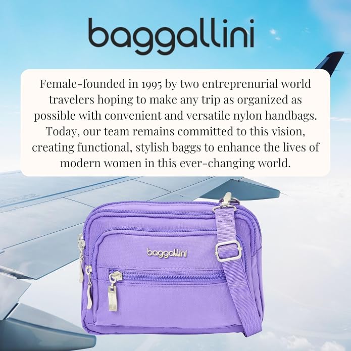 Baggallini Triple Zip Small Crossbody Bag for Women - Lightweight Convertible Fanny Pack Belt Bag