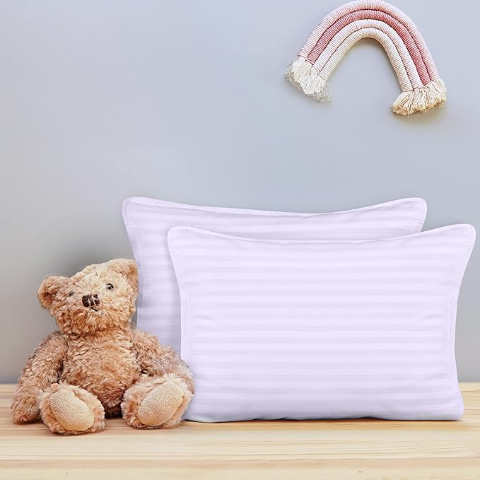 Utopia Bedding Toddler Pillow (Lavendar, 2 Pack), 13x18 Small Kids Pillow for Sleeping, Soft and Breathable Cotton Blend Shell, Ideal for Toddler Bed and Travel (Intended for Age 2 and up)