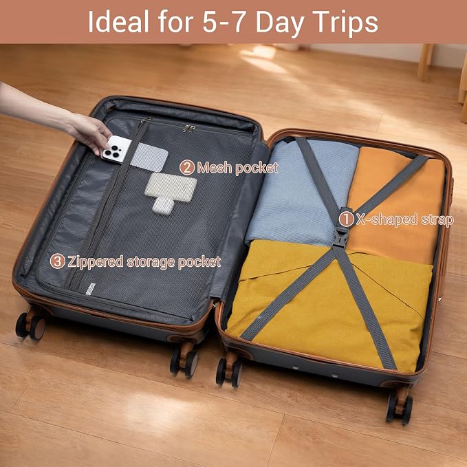 Kono 28 Inch Large Suitcase, Expandable for Long Trips, Impact-Resistant ABS+PC & Silent Wheels, Navy