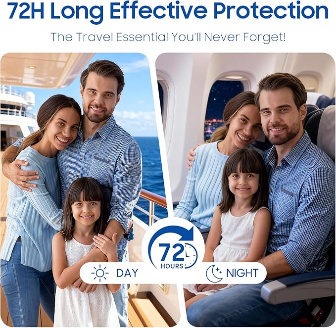 Motion Sickness Patches 60ct – Non-Drowsy Sea Sickness Patches for Cruise, Car, Airplane & Travel – 72H Long-Lasting Travel Essentials for Adults & Kids